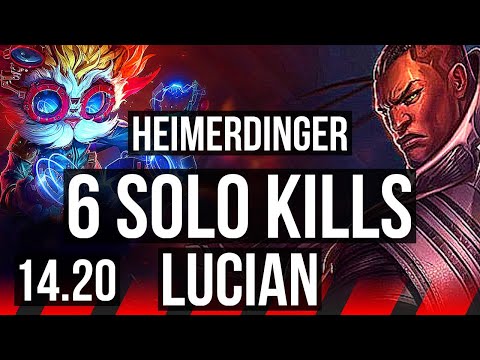 HEIMERDINGER vs LUCIAN (TOP) | Rank 2 Heimer, 6 solo kills, 11/3/4, Dominating | EUW Diamond | 14.20