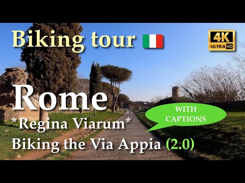 Rome | Bike Ride in the Appian Way - Via Appia Antica, Italy【Biking Tour】Floating Captions - 4K