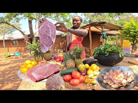 I Cooked Western Wagyu Beef  with a little African Style | Village Cooking Style