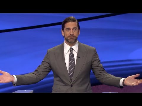 Aaron Rodger funny reaction to Jeopardy answer.
