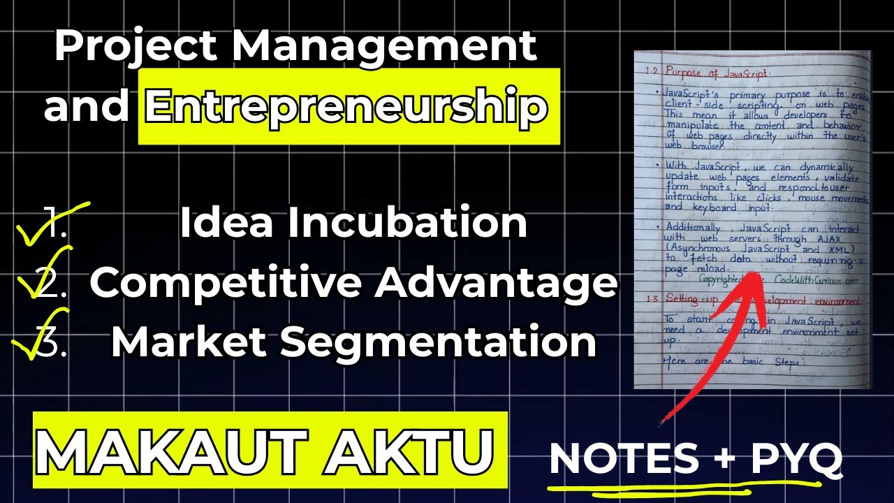 Idea Incubation, Market Segmentation & Competitive Advantage 📊 | MAKAUT AKTU 7th Sem Notes + PYQs
