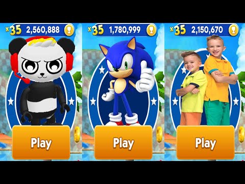 Tag with Ryan vs Sonic Dash vs Vlad & Niki Run All Characters Unlocked