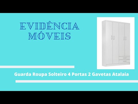 Video thumbnail of Guarda Roupa Solteiro 4 Portas 2 Gavetas Atalaia Evidência Móveis