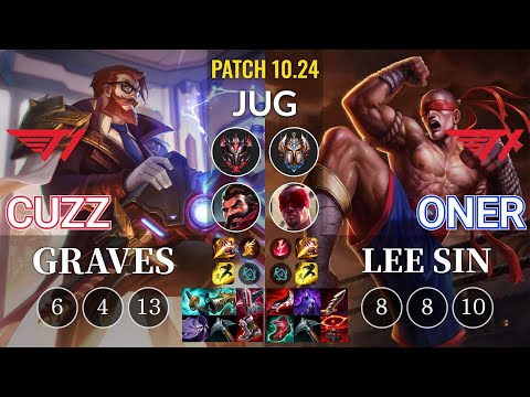 T1 Cuzz Graves vs T1 Oner Lee Sin Jungle - KR Patch 10.24