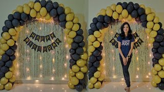 simple & Easy 2Color Spiral Balloon Arch without stand /Birthday /New Year Backdrop decoration ideas