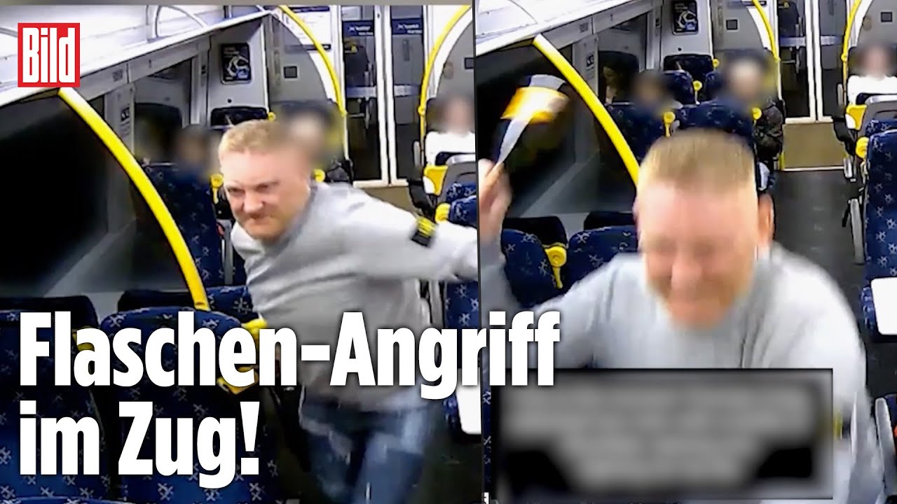 FLASCHEN-ATTACKE IM ZUG: Betrunkener Passagier verletzt zwei Fahrgäste – Prozess läuft