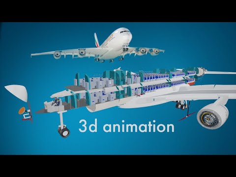 what inside an airbus?world largest passenger aircraft (a380) with 3d animation/ learn from the base
