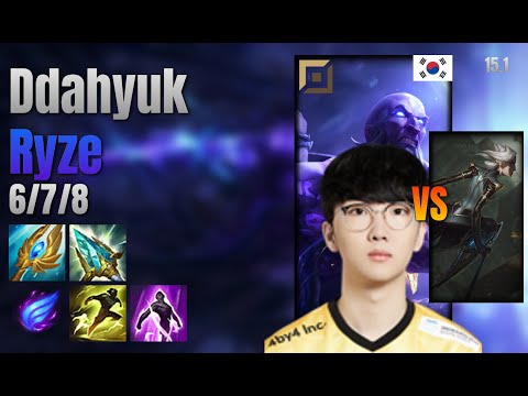 Ddahyuk Top Ryze vs Camille lol KR solo rank Full Game 15.1 | 따혁 라이즈 vs 카밀