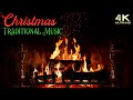 Christmas Fireplace & Traditional Instrumental Christmas Music Ambience - Classical Orchestra Fire