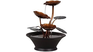 Alvera Metal Leaves Indoor Table Fountain