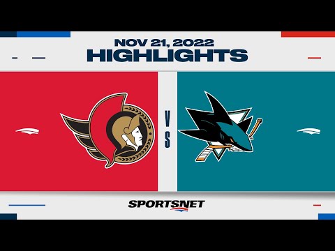 NHL Highlights | Senators vs. Sharks - November 21, 2022