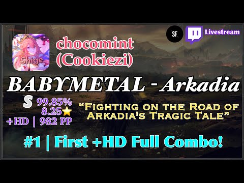 osu! | chocomint | BABYMETAL - Arkadia [Fighting on…] +HD 99.85% 982 PP #1 w/ chat reaction!