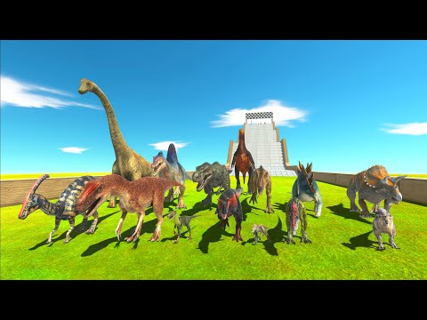 DINOSAURS SLIDE FALLING SPEED RACE - Animal Revolt Battle Simulator