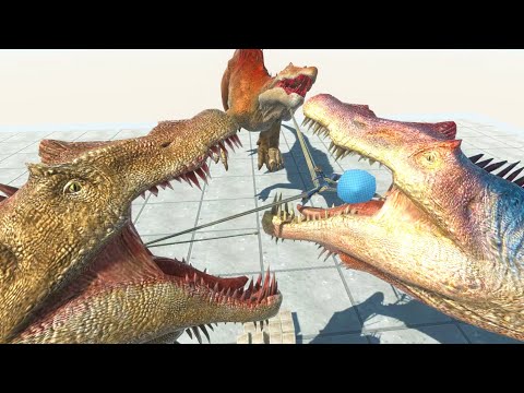 3 Friend Spino Who Will Get The Feeds With Harpoon - Animal Revolt Battle Simulator