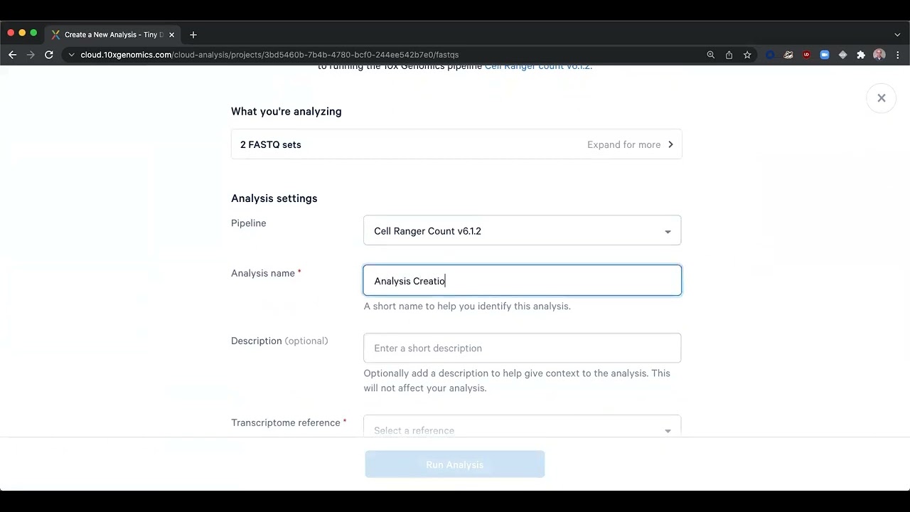 Running Cell Ranger Pipelines on 10x Genomics Cloud Analysis