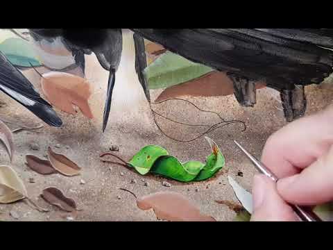 Painting some leaves - Magpie Painting