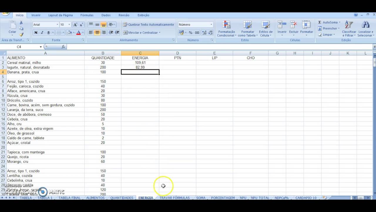 CÁLCULO DE CARDÁPIO PARTE 1