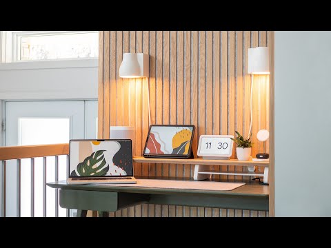 Clean & Modern Living Room Desk Setup Makeover