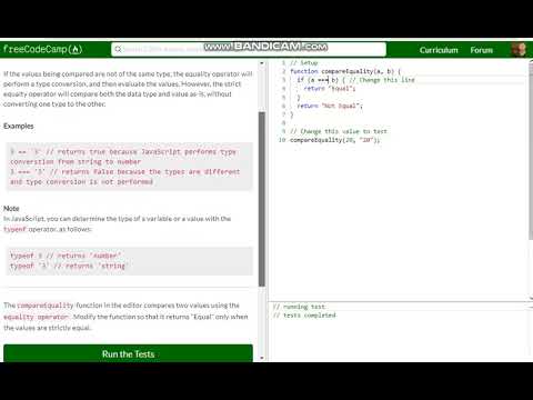 Basic Javascript Practice Comparing Different Values Free Code Camp Dani