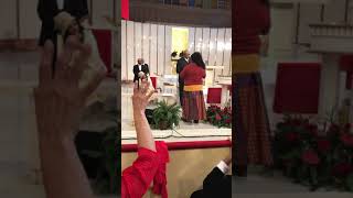 Prophetess Paula Cole releasing the word of the Lord at Faith Clinic COGIC