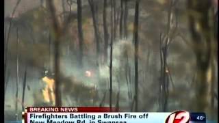 preview picture of video 'Brush fire breaks out in Swansea near New Meadow Road'