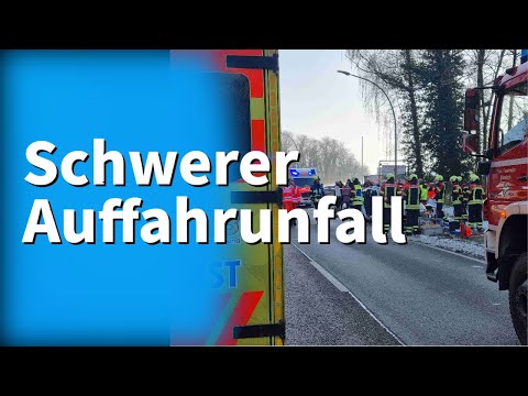 Schwerer Auffahrunfall auf der L 547 bei Wiesloch - Rettungshubschrauber im Einsatz