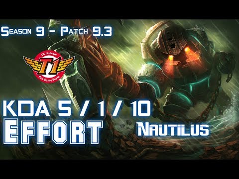 SKT Effort NAUTILUS vs THRESH Supp - Patch 9.3 KR Ranked