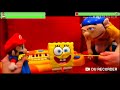 Mario and Jeffy play with Spongebob with healthbars