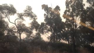Bunyip Gippsland Central, Victoria, bush fire smoke envelops train Vline