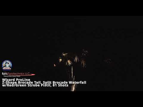 Wizard Proline Fireworks - Z-Shape Brocade Tail Split Brocade Waterfall Strobe Pistil