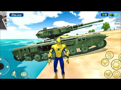 Spider Rope Hero Gangster Crime - Tank Driving in Open City #3 - Android Gameplay