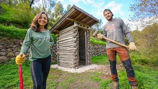 Building a DIY LOG CABIN outhouse on our homestead