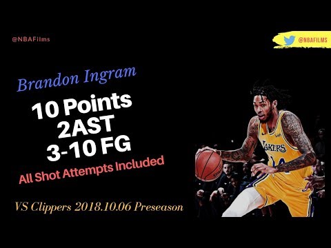 Brandon Ingram 10 Points, 3-10 FG all shot attempts included 2018.10.06 vs Clippers Preseason Game 4