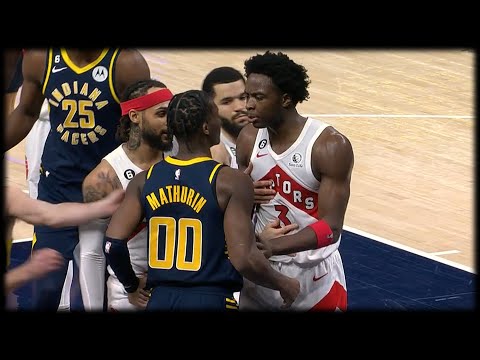 OG Anunoby Shoves Bennedict Mathurin 💪🏾💪🏾 - Raptors vs Pacers