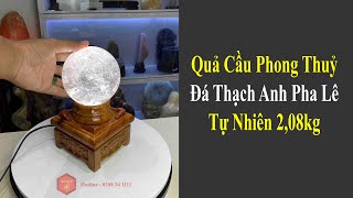 Quả Cầu Phong Thuỷ Đá Thạch Anh Trắng Pha Lê Tự Nhiên Đế Đèn Xoay 2,07kg-11,4cm