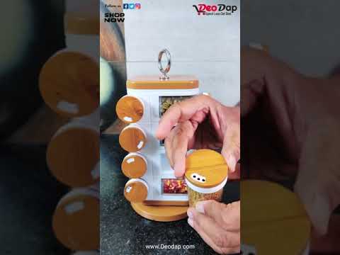 Pvc rectangular ganesh 12-jar revolving spice rack masala bo...
