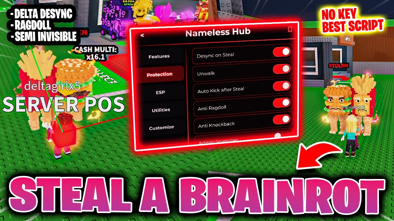 Steal A Brainrot Script — NO KEY, Desync, Semi Invisible, Instant Steal, Auto Win (BEST)