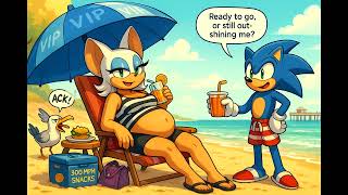 At the beach with Sonic & Rouge