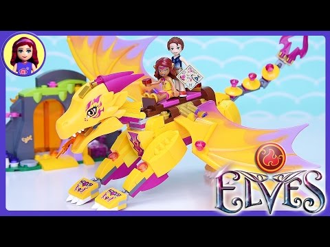Lego Elves Fire Dragon's Lava Cave Set Build Review Play - Kids Toys