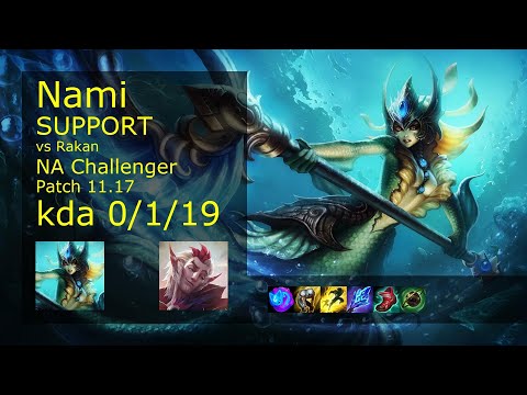 Nami Support & Draven vs Rakan & Lucian - NA Challenger 0/1/19 Patch 11.17 Gameplay