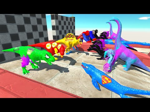 SPEED RACE CHAMPIONS T-REX DINOSAURS VS GORO DEATH RUN - Animal Revolt Battle Simulator