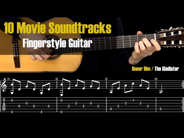 Vídeo relacionado con Fingerpicking film score music guitare: 15 Famous Pieces Arranged for Solo Guitar in Standard Notation & Tablature