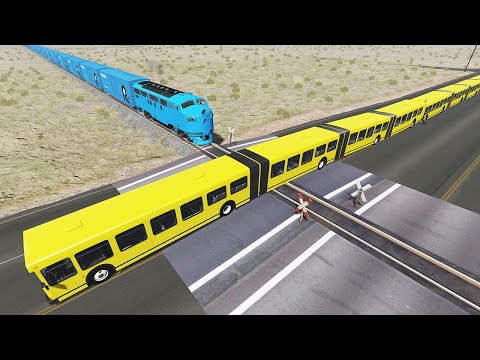 Long Articulated Bus Accident on Railway - Beamng drive