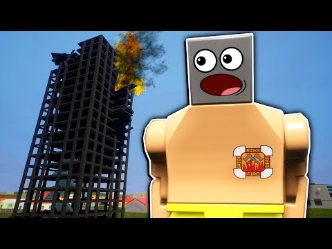 Dumb Fire Fighters Try to Save People from Burning Lego Tower in Brick Rigs Multiplayer!