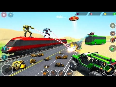 Transformers Dolphin Robot Car Battle Saving City: Red Robot Wars - Android iOS Gameplay