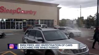 parked bmw catches fire no key and no driver