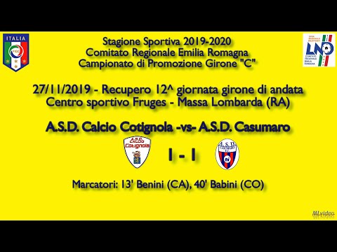 27/11/19 – Promoz. ER "C" – Rec. 12^ and. – Cotignola-Casumaro 1-1 LE RETI