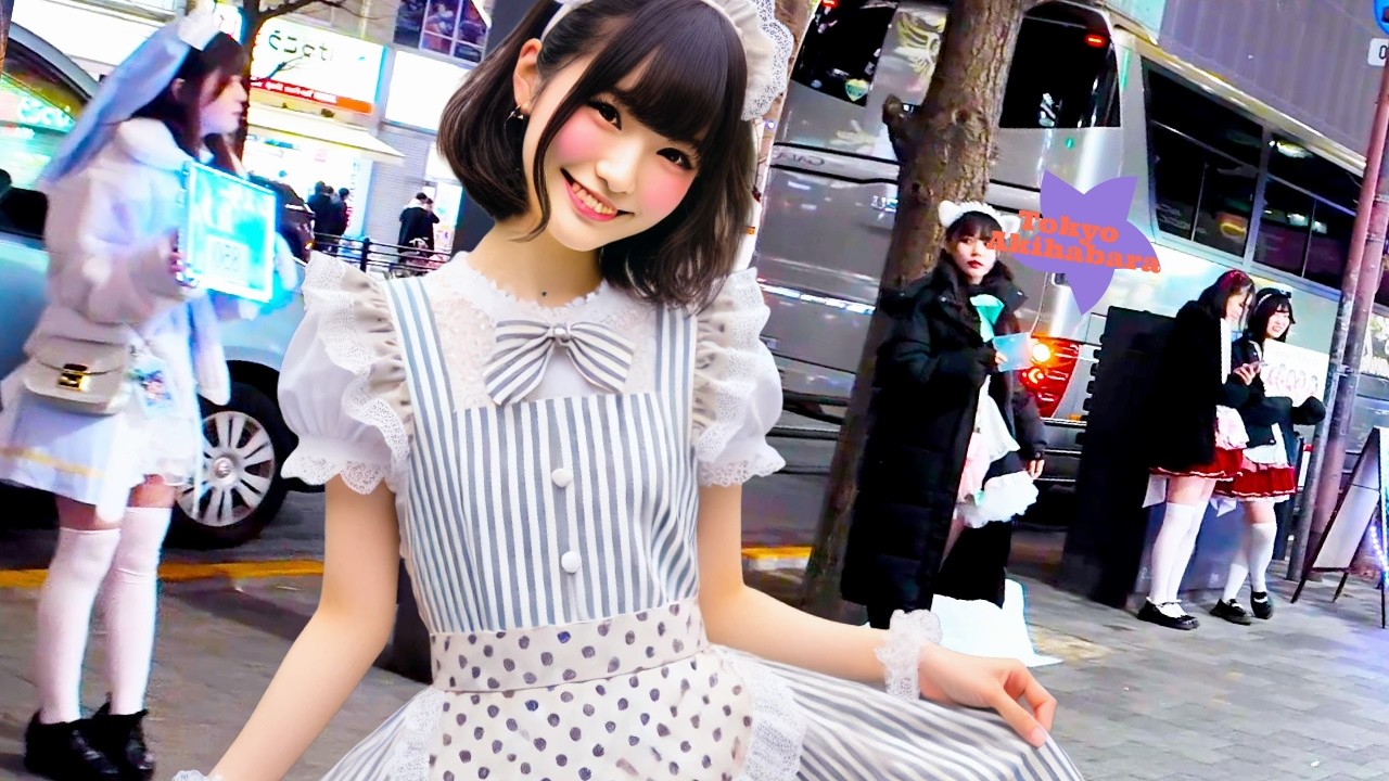 Tokyo Akihabara 🐶 Maid Cafe Street ♪💖 4K Nonstop 1 Hour