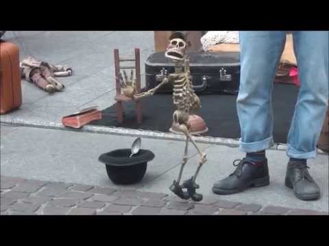 Skeleton puppet sings 