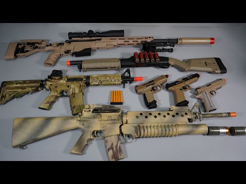 Military Skin Airsoft Toy Guns - M16 M203 -M4- Sniper Rifle - Shot Gun-Realistic Toy Guns Collection